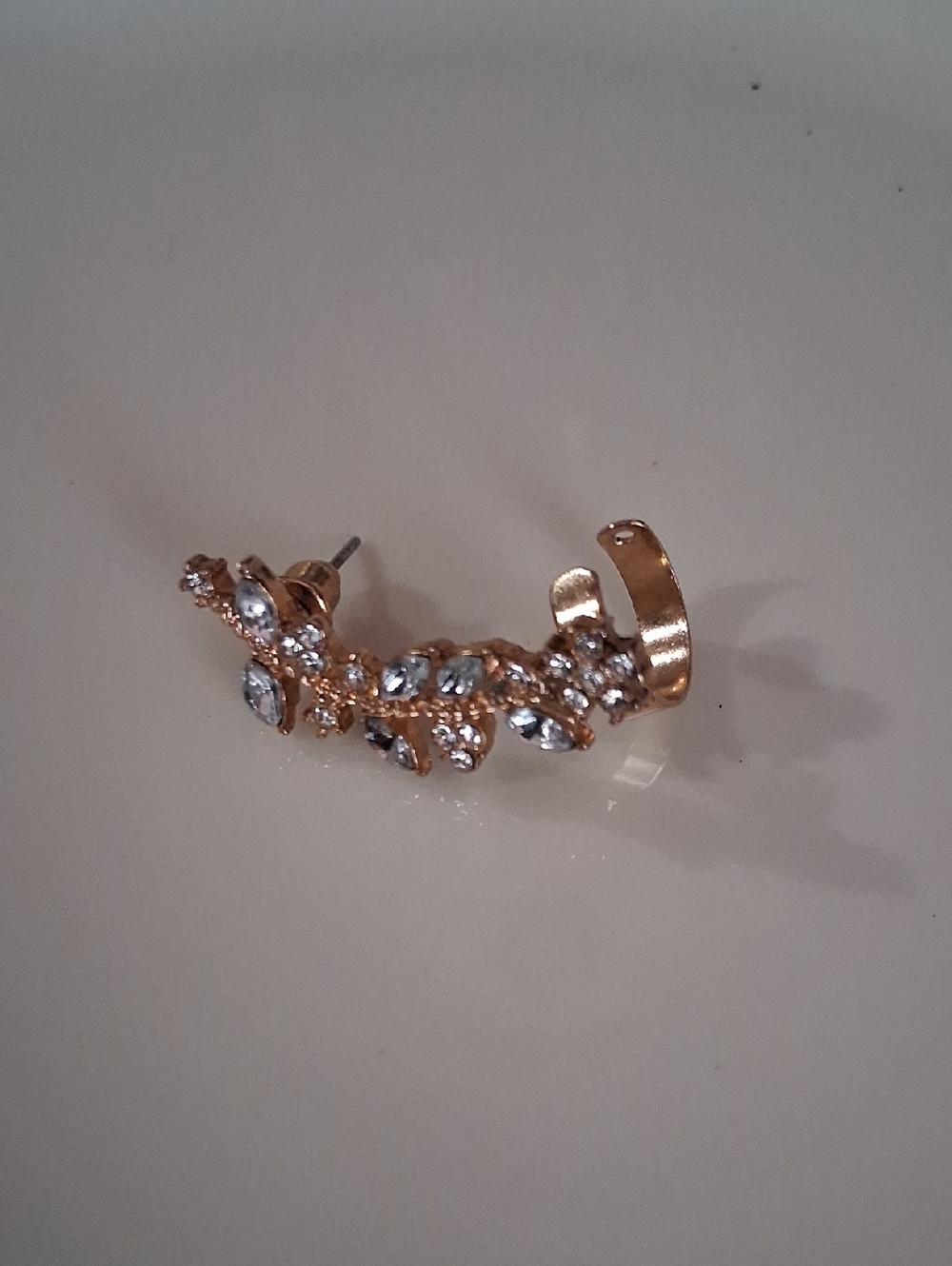 Single Rhinestone Ear Cuff Pierced Earring